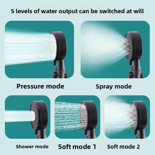 Pressurized Handheld Shower Head with Five Spray Modes